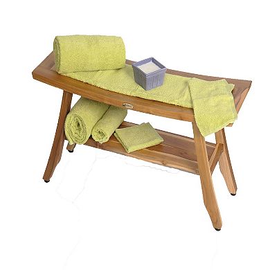 Satori 34" Natural EarthyTeak Shower Bench With Storage Shelf