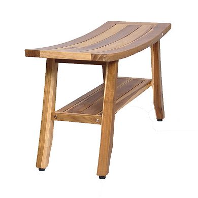 Satori 34" Natural EarthyTeak Shower Bench With Storage Shelf