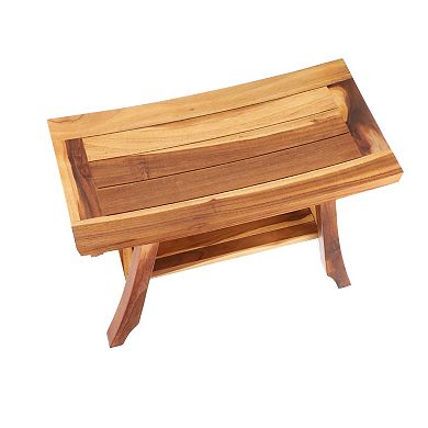 Satori 24" Natural EarthyTeak Shower Bench With Storage Shelf