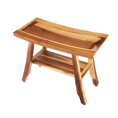 Satori 24" Natural EarthyTeak Shower Bench With Storage Shelf