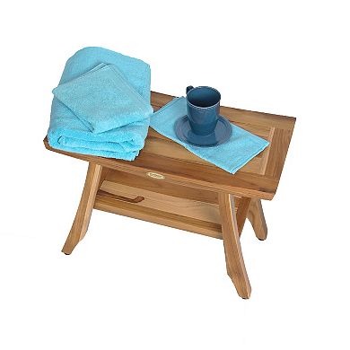 Satori 24" Natural EarthyTeak Shower Bench With Storage Shelf