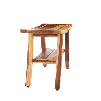 Satori 24" Natural EarthyTeak Shower Bench With Storage Shelf