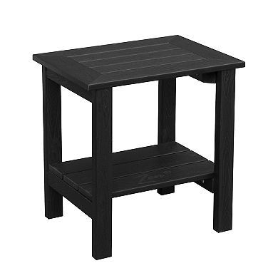 Zen 18" Black Recycled Faux Wood Shower Bench With Shelf