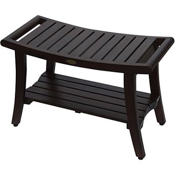 Harmony 30" Teak Wood Shower Bench With Shelf And LiftAide Arms