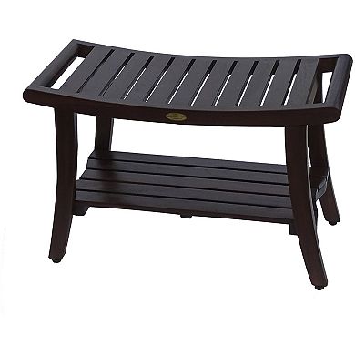 Harmony 30" Teak Wood Shower Bench With Shelf And LiftAide Arms