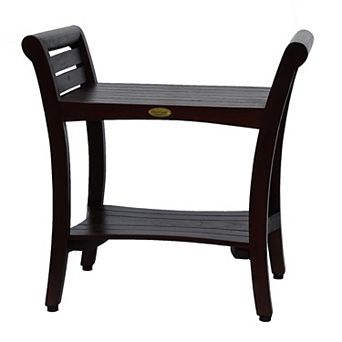 Symmetry 24" Teak Shower Bench With Shelf And LiftAide Arms