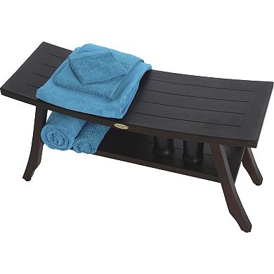 Satori 34" Teak Shower Bench With Shelf