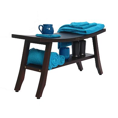 Satori 34" Teak Shower Bench With Shelf