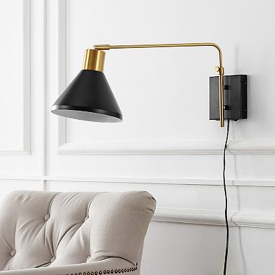 Max Swing Arm Modern Midcentury Iron Usb Charging Port Led Sconce