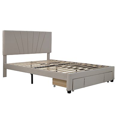 Merax Storage Bed Velvet Upholstered Platform Bed with A Big Drawer