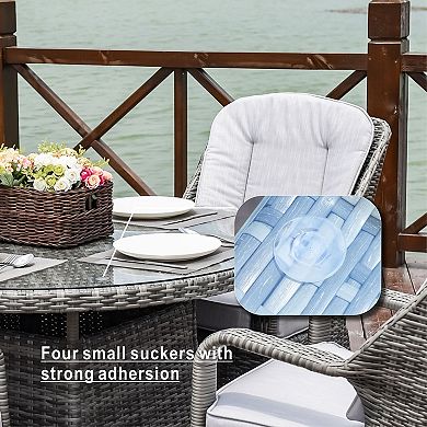 5-piece Outdoor Wicker Aluminum Round Table Dining Furniture Set With Cushions