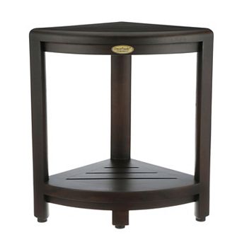 SnazzyCorner 18" Teak Wood Corner Shower Bench With Shelf