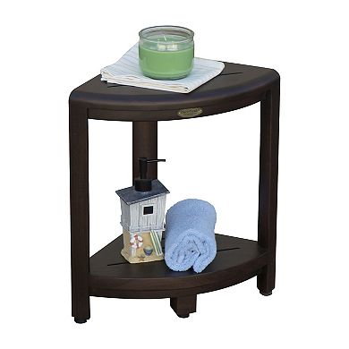 SnazzyCorner 18" Teak Wood Corner Shower Bench With Shelf 