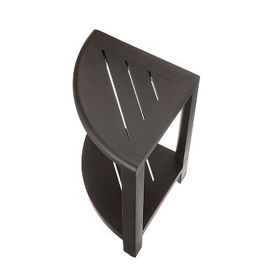 SnazzyCorner 18" Teak Wood Corner Shower Bench With Shelf 