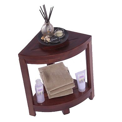 SnazzyCorner 18" Teak Wood Corner Shower Bench With Shelf 
