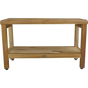 Eleganto 30" Teak Wood Shower Bench With Shelf