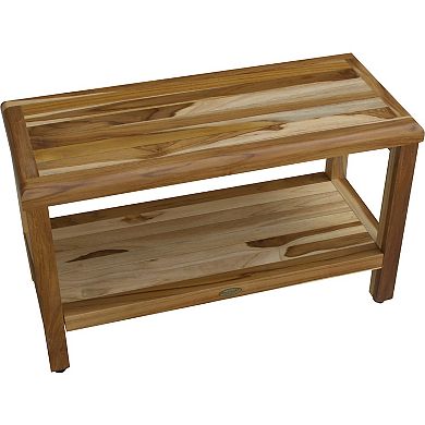 Eleganto 30" Teak Wood Shower Bench With Shelf