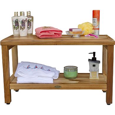 Eleganto 30" Teak Wood Shower Bench With Shelf