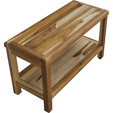 Eleganto 30" Teak Wood Shower Bench With Shelf