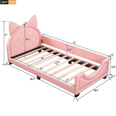 Merax Upholstered Daybed with Carton Ears Shaped Headboard