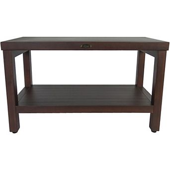 Eleganto 30" Teak Wood Shower Bench With Shelf