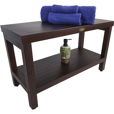 Eleganto 30" Teak Wood Shower Bench With Shelf