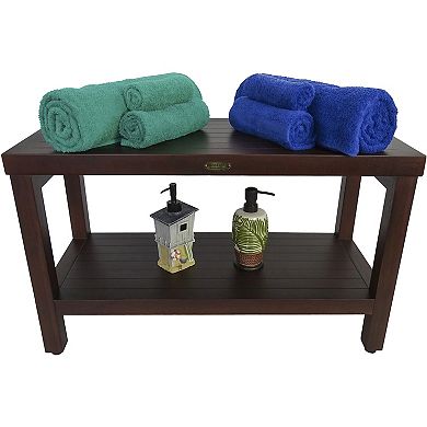 Eleganto 30" Teak Wood Shower Bench With Shelf