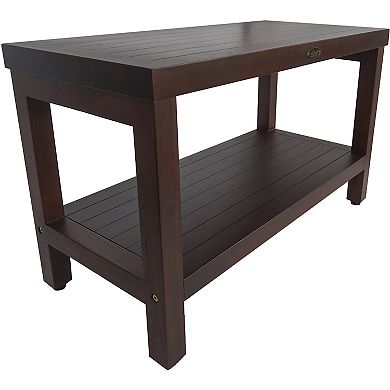 Eleganto 30" Teak Wood Shower Bench With Shelf