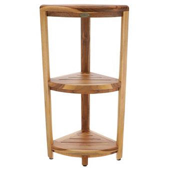SnazzyCorner 32" Teak Wood 3 tier Corner Shower Shelf