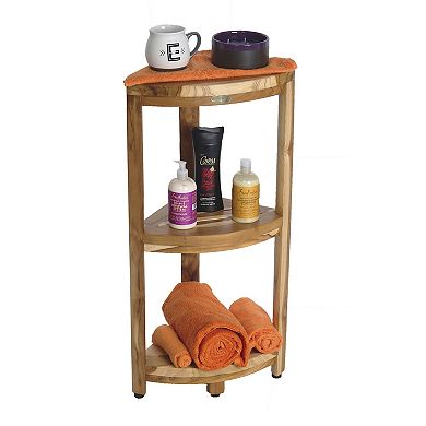 SnazzyCorner 32" Teak Wood 3-Tier Corner Shower Shelf