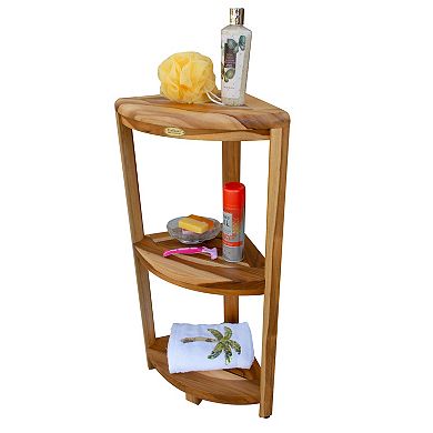 SnazzyCorner 32" Teak Wood 3-Tier Corner Shower Shelf
