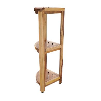 SnazzyCorner 32" Teak Wood 3-Tier Corner Shower Shelf