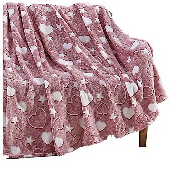 My Heart Star Micro Plush Decorative All Season Throw Blanket Lovely Heart-shaped Stars