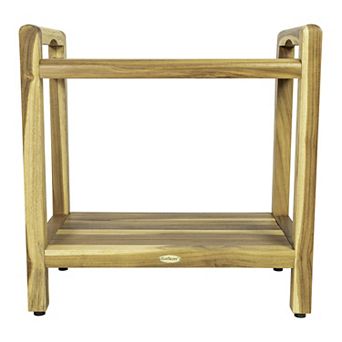 Eleganto 20" Teak Wood Shower Bench With LiftAide Arms And Shelf