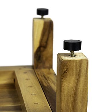 Eleganto 20" Teak Wood Shower Bench With LiftAide Arms And Shelf