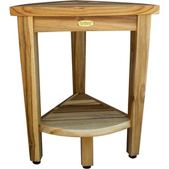 SnazzyCorner 18" Teak Wood Corner Shower Bench With Shelf