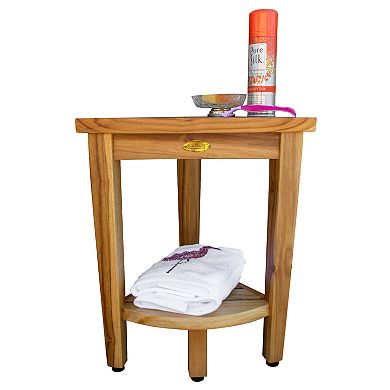 SnazzyCorner 18" Teak Wood Corner Shower Bench With Shelf