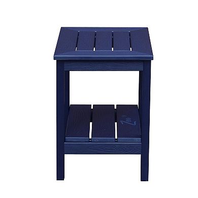 Zen 18"  Navy Recycled Faux Wood Shower Bench With Shelf