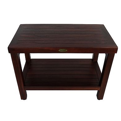 Eleganto 24" Teak Wood Shower Bench With Shelf