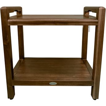 Eleganto 20" Teak Wood Shower Bench WIth LiftAide Arms And Shelf