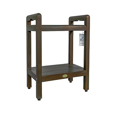 Eleganto 20" Teak Wood Shower Bench WIth LiftAide Arms And Shelf