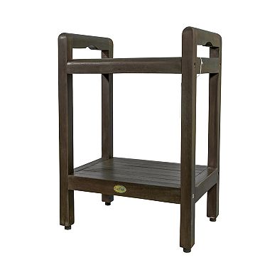 Eleganto 20" Teak Wood Shower Bench WIth LiftAide Arms And Shelf