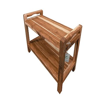 Eleganto 30" teak Wood Shower Bench With LiftAide Arms And Shelf