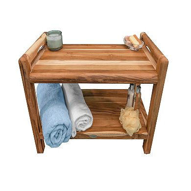 Eleganto 30" teak Wood Shower Bench With LiftAide Arms And Shelf