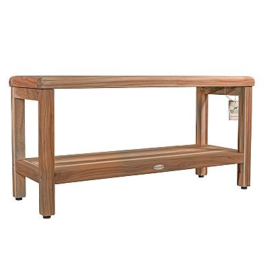Eleganto 35" Teak Wood Shower Bench With Shelf