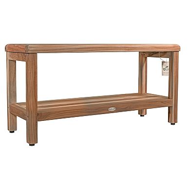 Eleganto 35" Teak Wood Shower Bench With Shelf