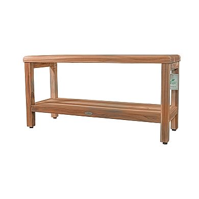 Eleganto 35" Teak Wood Shower Bench With Shelf