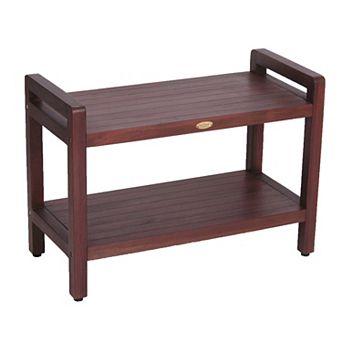 Eleganto 30" Teak Wood Shower Bench With LiftAide Arms And Shelf