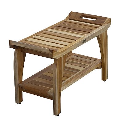 Tranquility 29" LiftAide Teak Wood Shower Bench With Shelf