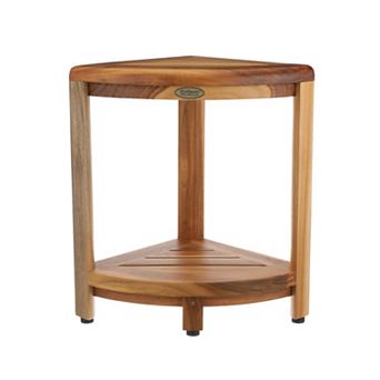 SnazzyCorner 18" Teak Wood Corner Shower Shaving Stool